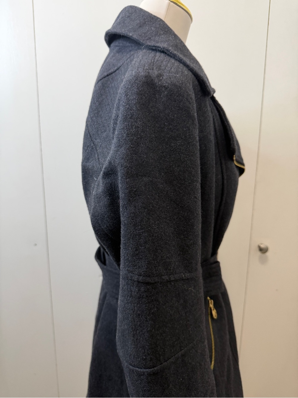 Michael Kors Charcoal Gray Belted Trench Coat with Gold Hardware - Picture 7 of 15